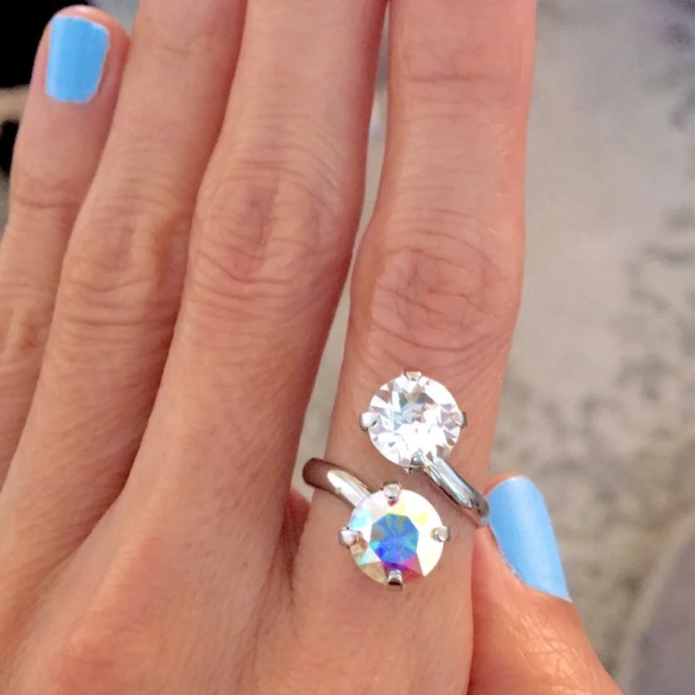 Aurora Borealis + Clear Crystal Ring